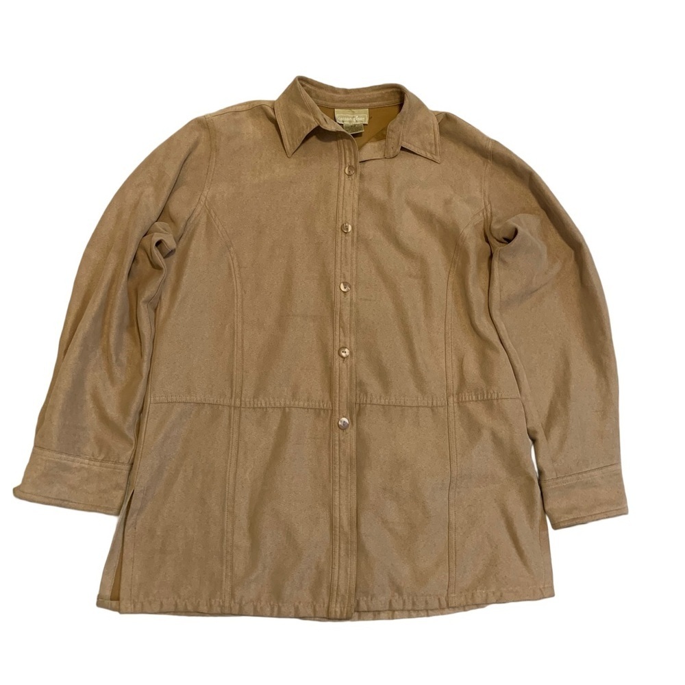 Vintage 90s Cotton Ginny Faux Suede Button-Up Jacket/Shirt Size S/P